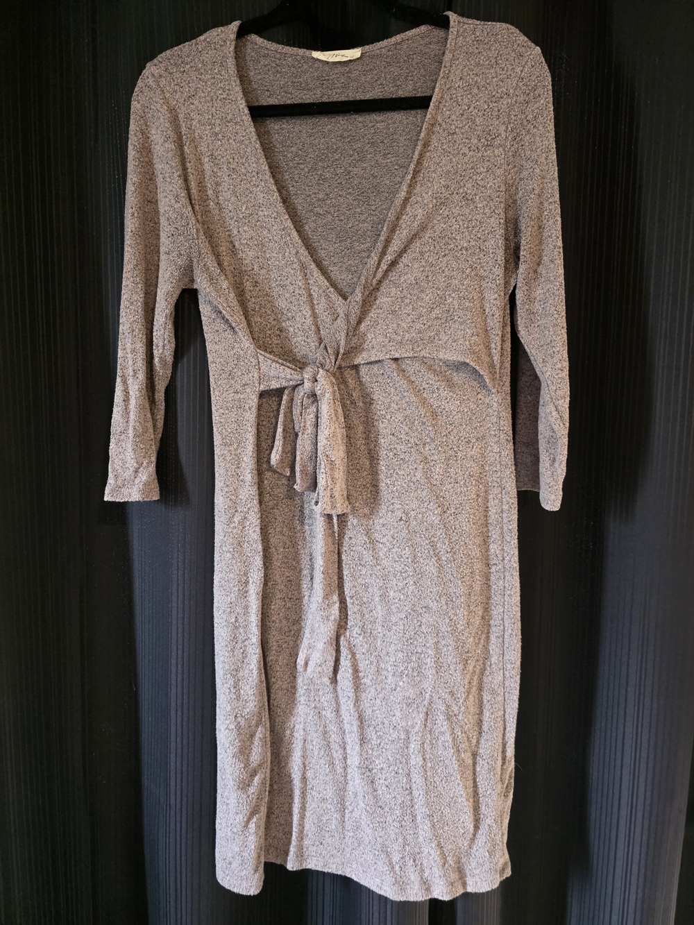 Hello MIZ Taupe Tie-Front Midi Dress